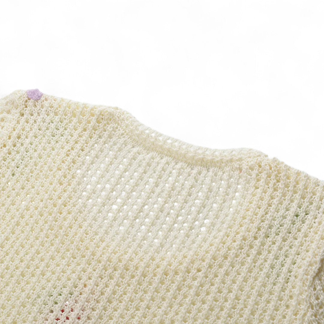 Éléonore | Pull Filet à Fleurs en Relief