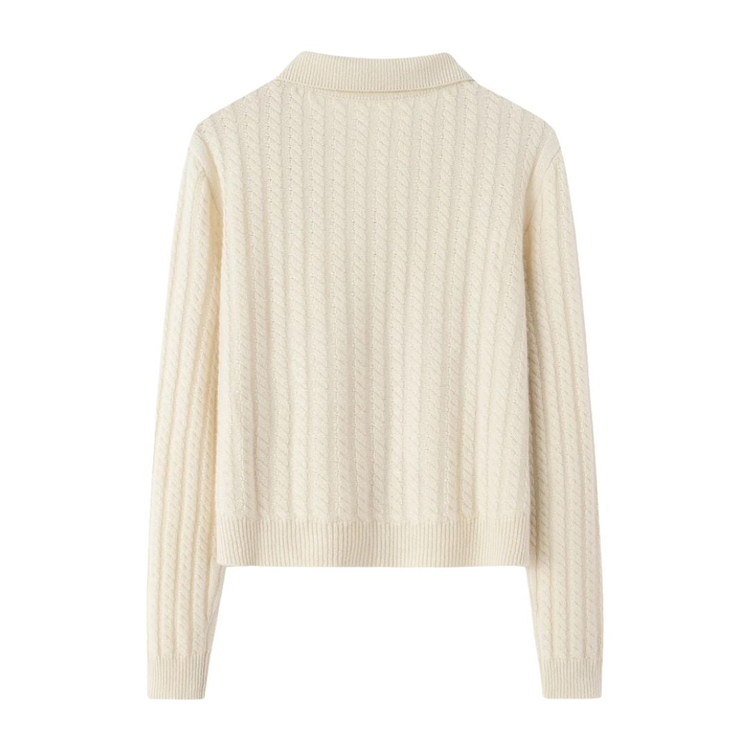 Léane | Cardigan à col classique en maille torsadée