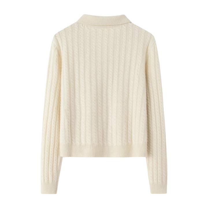 Léane | Cardigan à col classique en maille torsadée