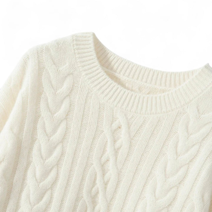 Apolline | Pull torsadé à col rond en maille duveteuse