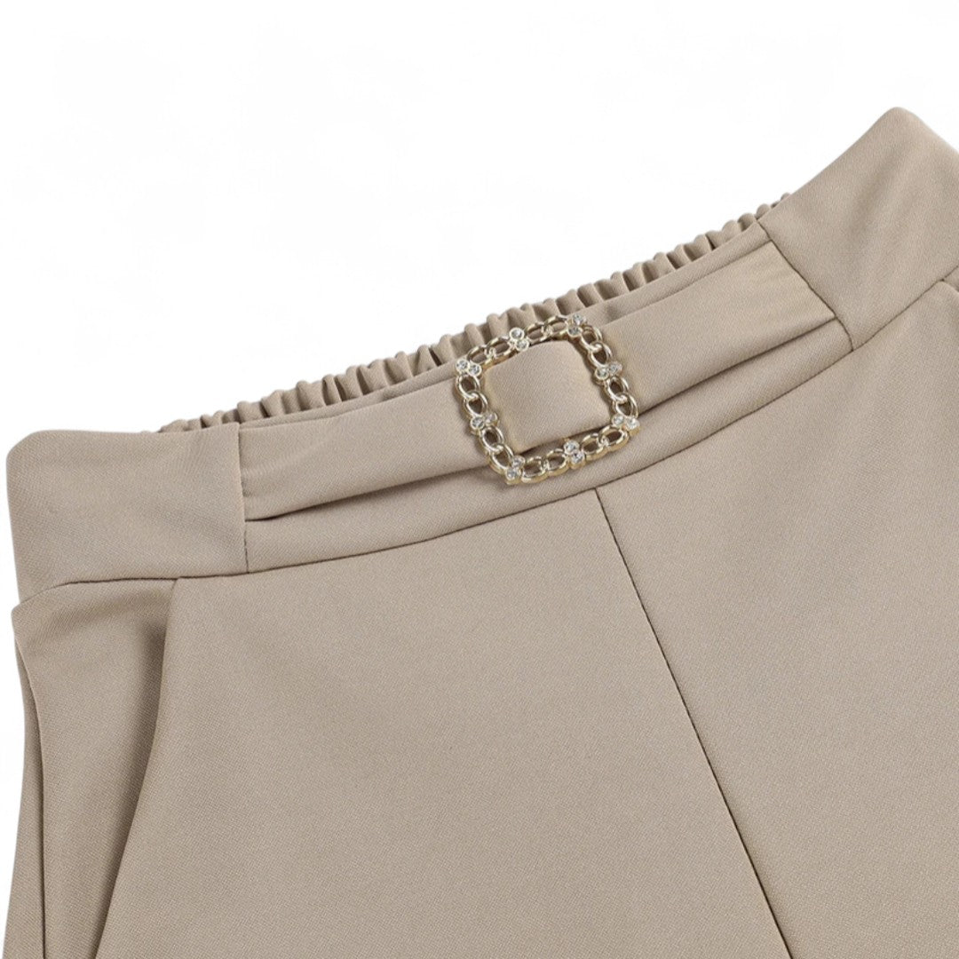 Inès | Pantalon large taille haute avec détail perlé