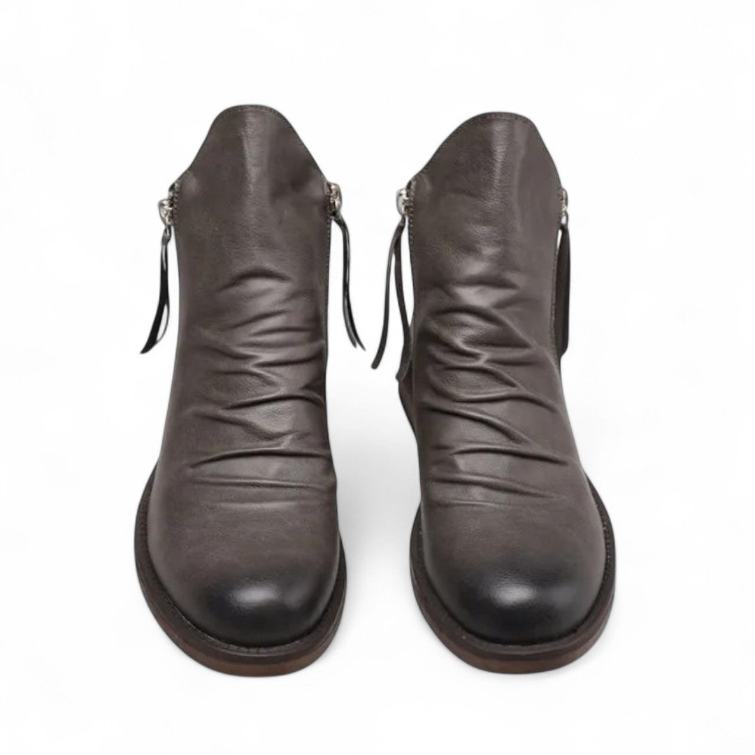 Tobias | Bottines à fermeture éclair distressed avec tige sculptée