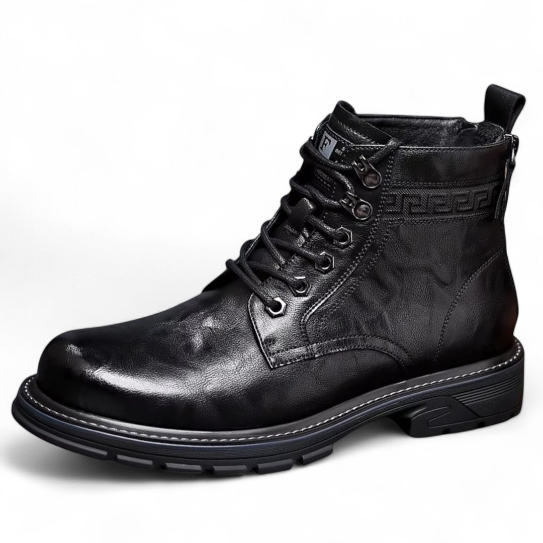 Campbell | Bottes en cuir robustes à la cheville avec fermeture éclair à l'arrière