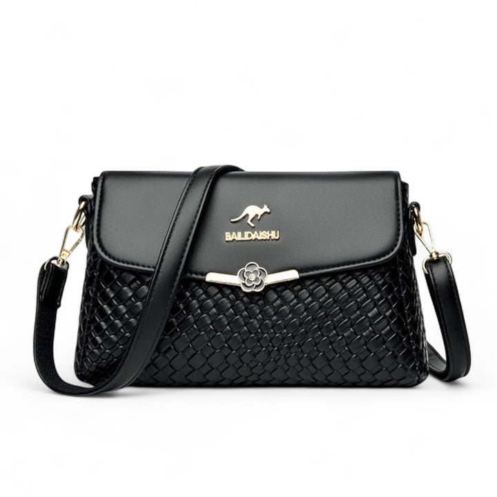 Léonie | Sac Bandoulière Tressé avec Détail Floral Métallique