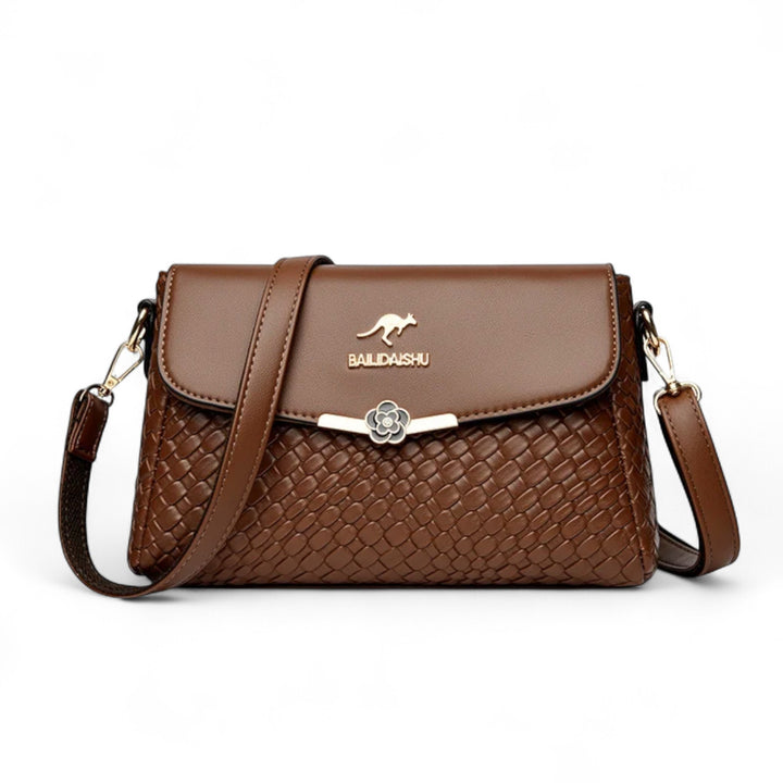 Léonie | Sac Bandoulière Tressé avec Détail Floral Métallique