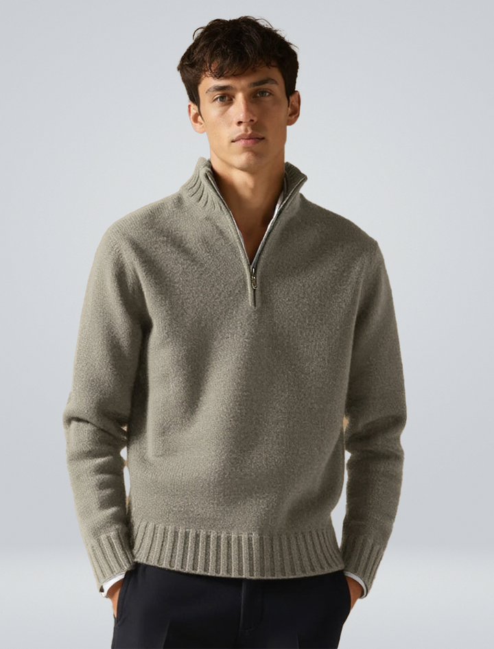 Lewis | Pull à col zippé en cachemire mélangé