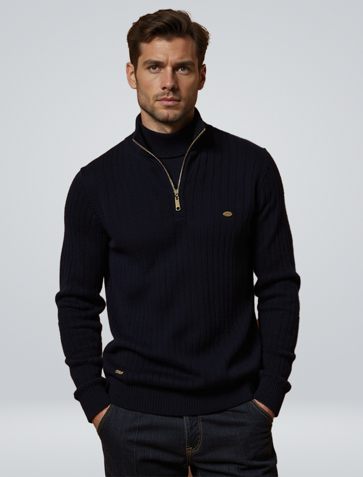 Casper | Pull confort côtelé à demi-zip