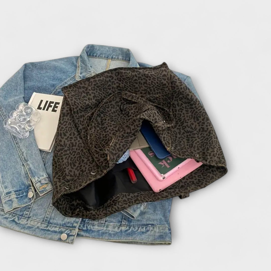 Rita™ Elegant Leopard Print Canvas Shoulder Bag