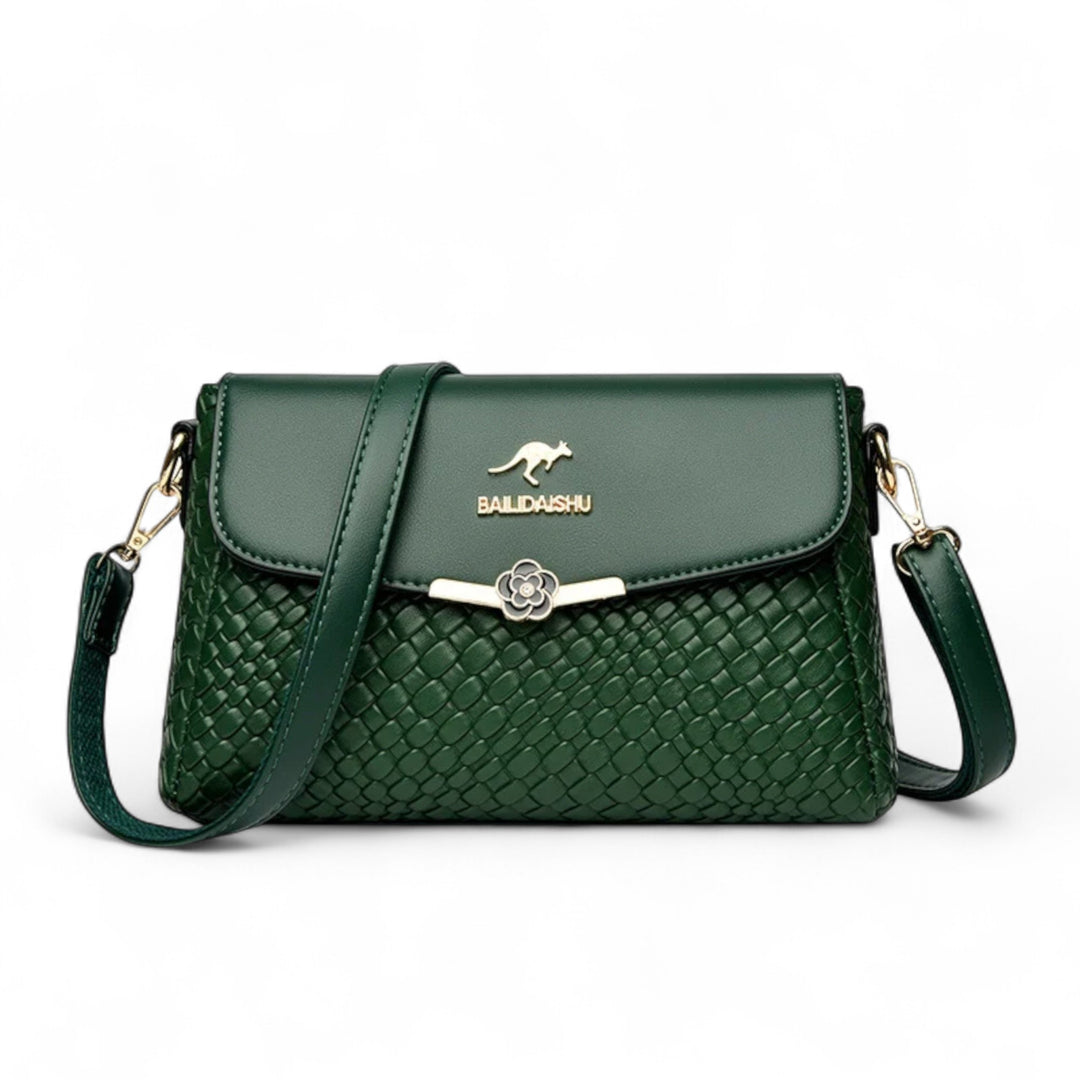 Léonie | Sac Bandoulière Tressé avec Détail Floral Métallique
