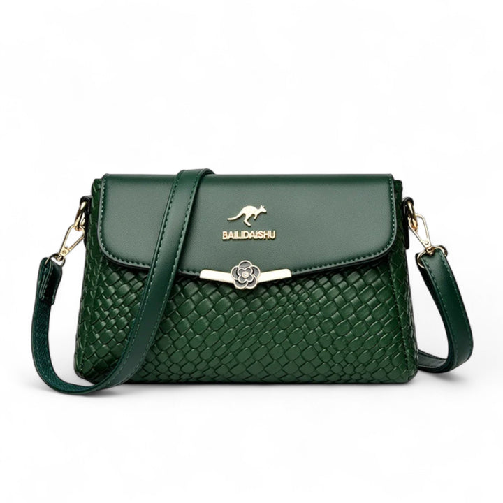 Léonie | Sac Bandoulière Tressé avec Détail Floral Métallique