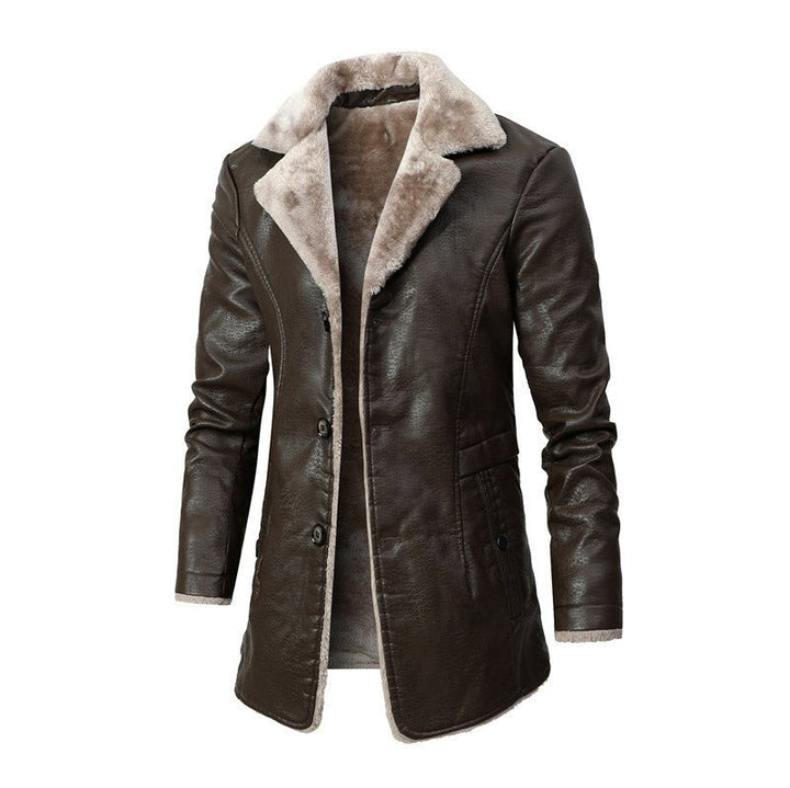 Warren | Manteau long en faux cuir avec intérieur en shearling
