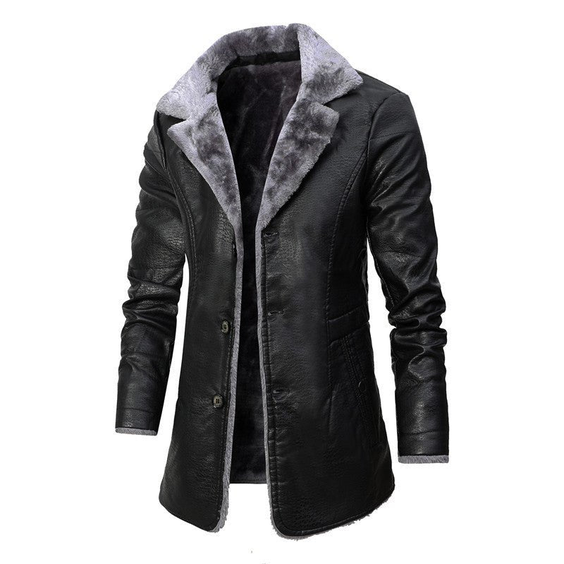 Warren | Manteau long en faux cuir avec intérieur en shearling