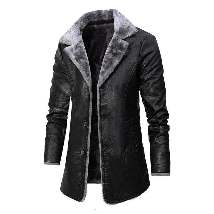 Warren | Manteau long en faux cuir avec intérieur en shearling