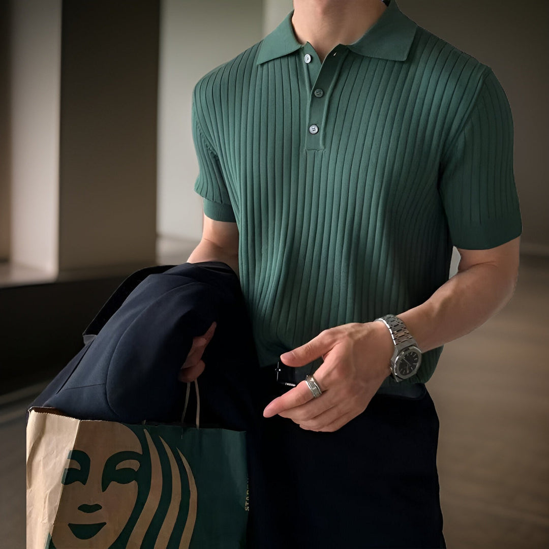 Mason | Ensemble polo en tricot côtelé avec pantalon fuselé