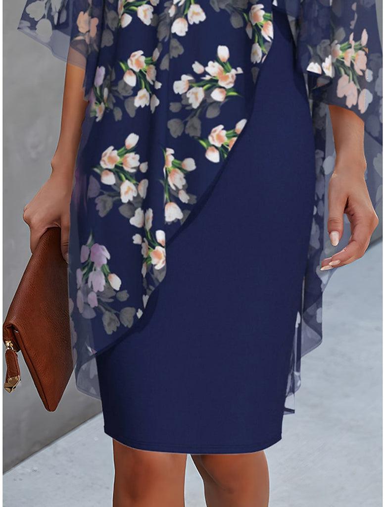 Margaret | Floral Sheer Capelet Dress
