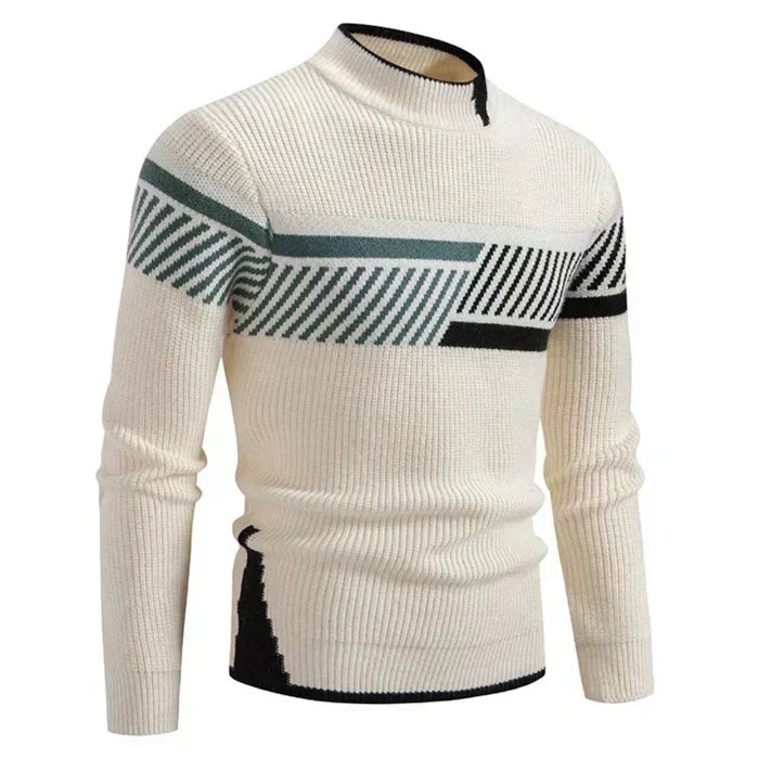 Marcus | Pull-over en tricot à col montant avec motif géométrique et chaleur hivernale