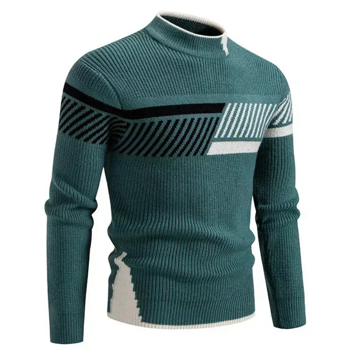 Marcus | Pull-over en tricot à col montant avec motif géométrique et chaleur hivernale