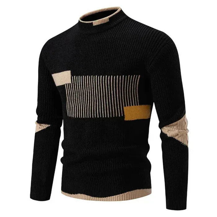 Marcus | Pull-over en tricot à col montant avec motif géométrique et chaleur hivernale