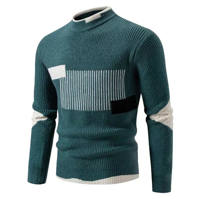 Marcus | Pull-over en tricot à col montant avec motif géométrique et chaleur hivernale