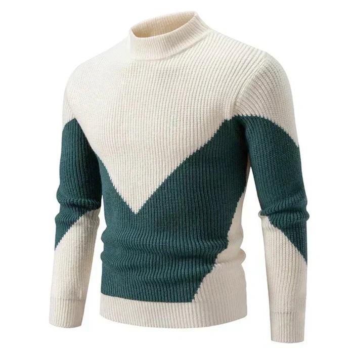 Marcus | Pull-over en tricot à col montant avec motif géométrique et chaleur hivernale