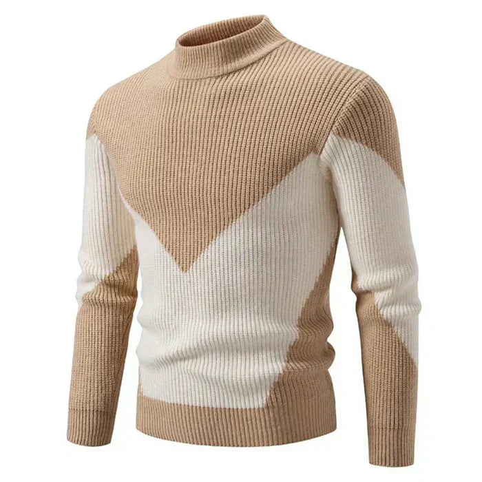 Marcus | Pull-over en tricot à col montant avec motif géométrique et chaleur hivernale