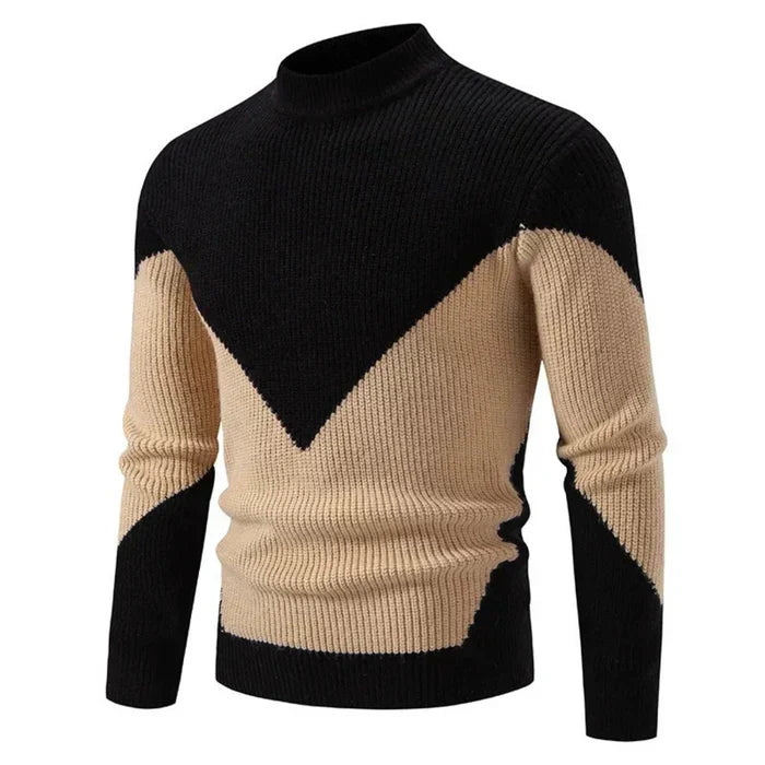 Marcus | Pull-over en tricot à col montant avec motif géométrique et chaleur hivernale