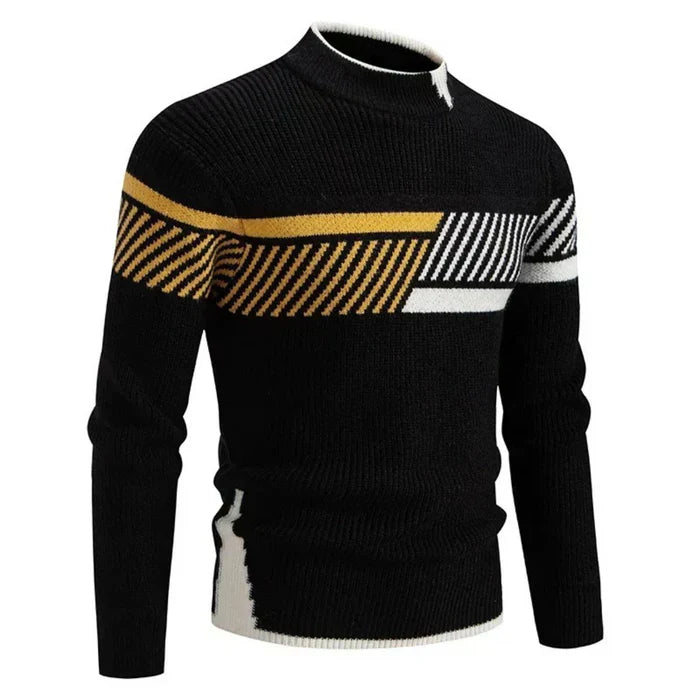 Marcus | Pull-over en tricot à col montant avec motif géométrique et chaleur hivernale