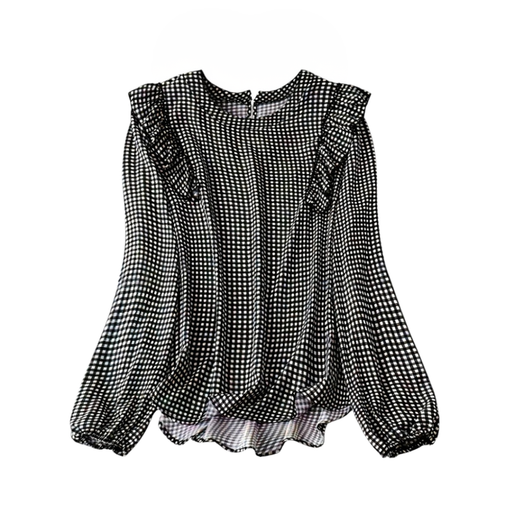 Matilda | Chemisier à Motif Check avec Manches Bouffantes Douces