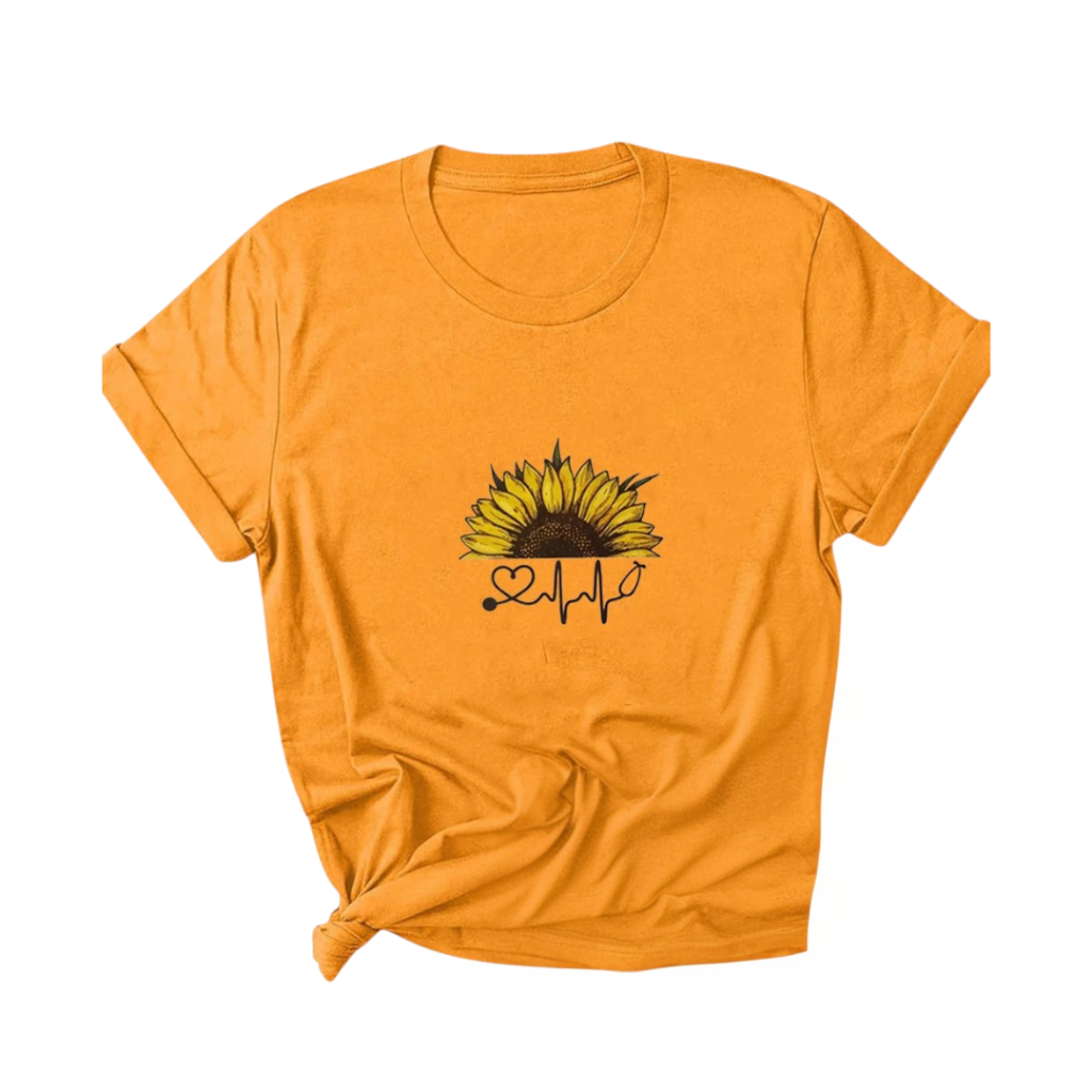 Isla | T-shirt doux avec imprimé cœur tournesol
