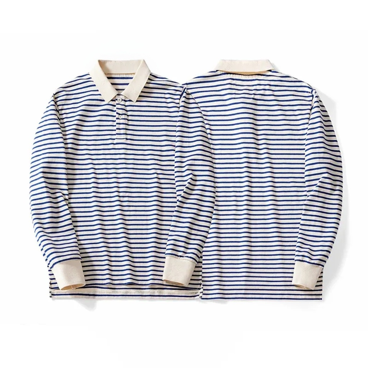 Darren | Polo rétro japonais à manches longues en coton peigné