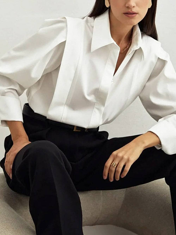 Navy™ - Long Sleeve Top with Pleat Details