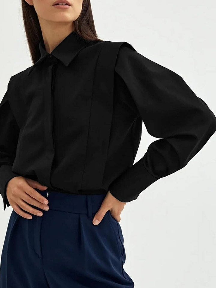 Navy™ - Long Sleeve Top with Pleat Details