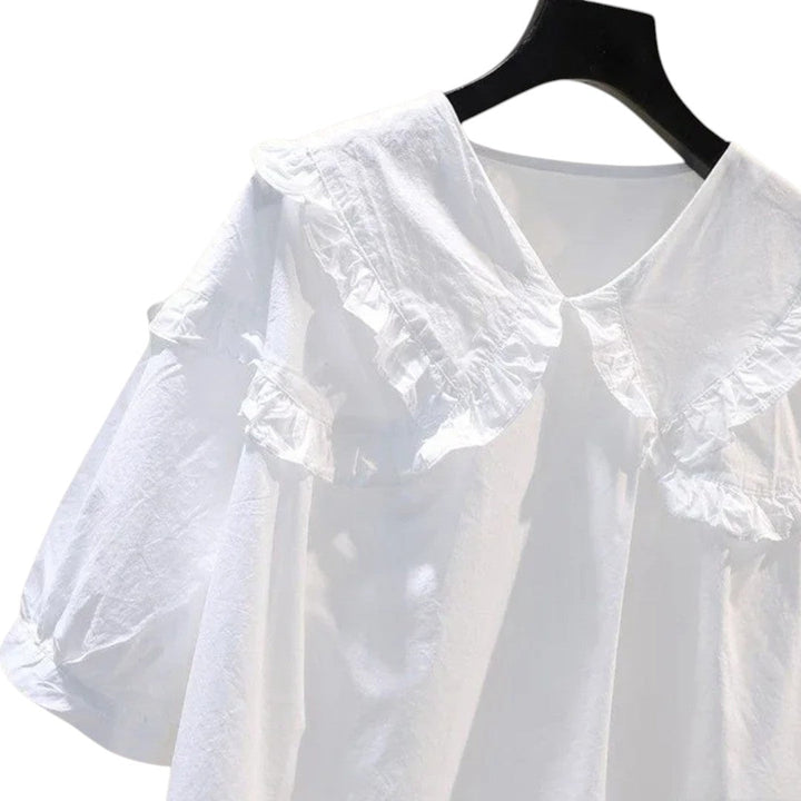 Chloe | Chemise à Col Volanté avec Manches Bouffantes
