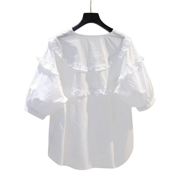 Chloe | Chemise à Col Volanté avec Manches Bouffantes