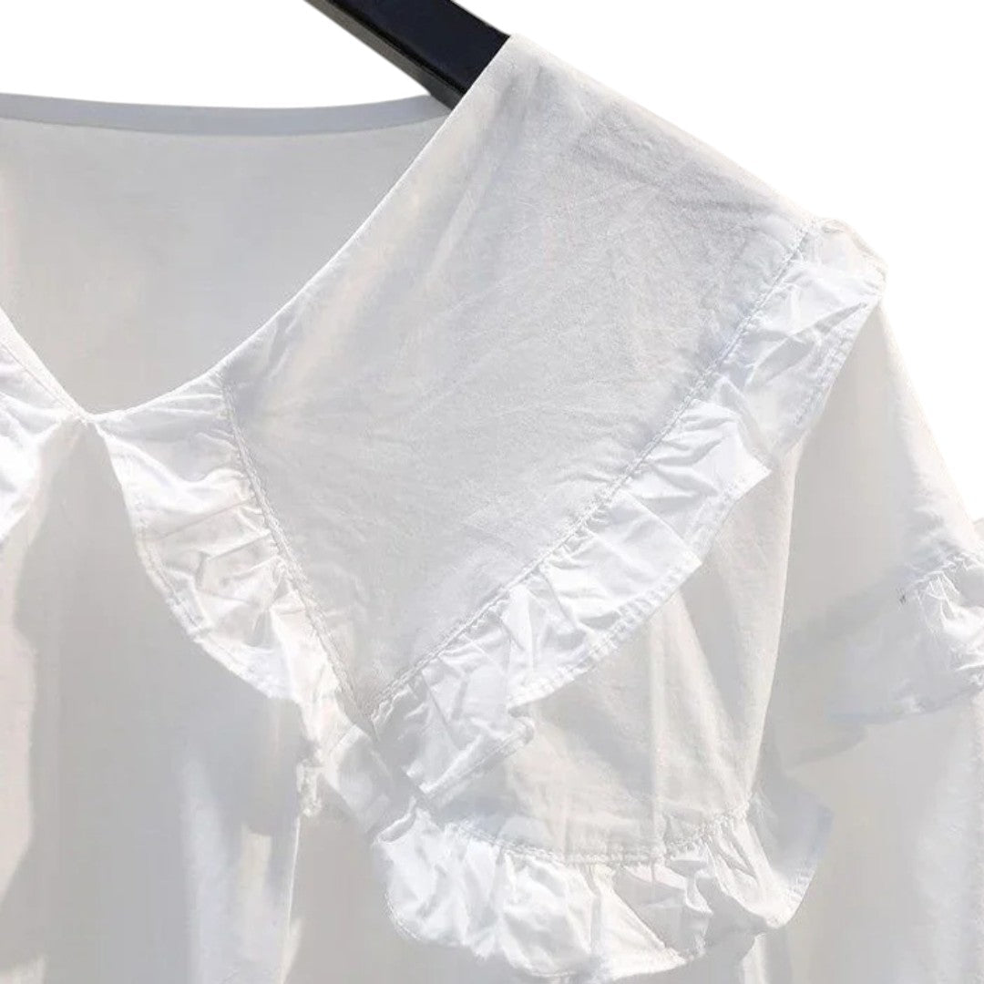 Chloe | Chemise à Col Volanté avec Manches Bouffantes