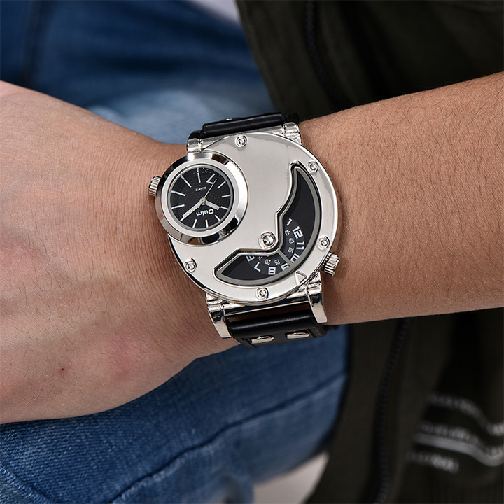 van Baerle® – Montre à Bracelet en Cuir Multi-Fuseaux Horaires