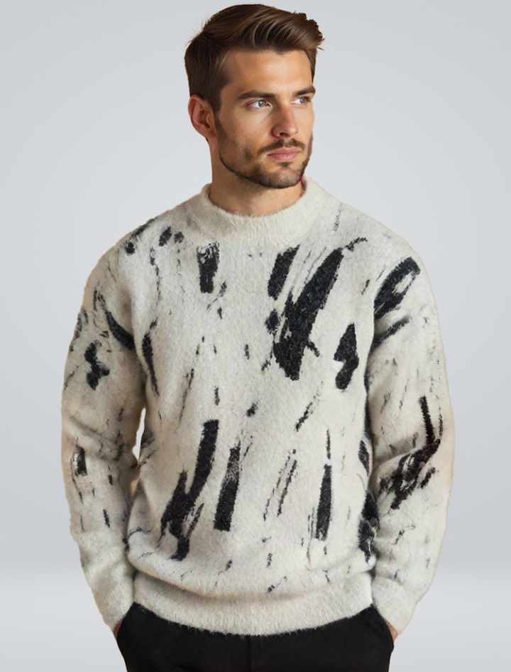 Noah | Pull en Maille Douce avec Motif Abstrait et Texture Pelucheuse