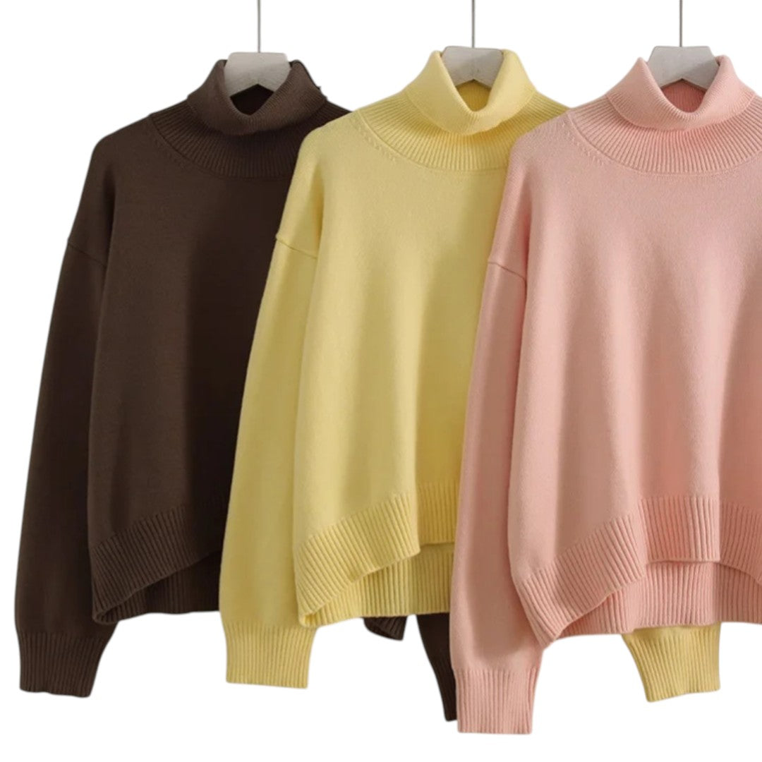 Amandine | Pull col roulé ample en maille douce