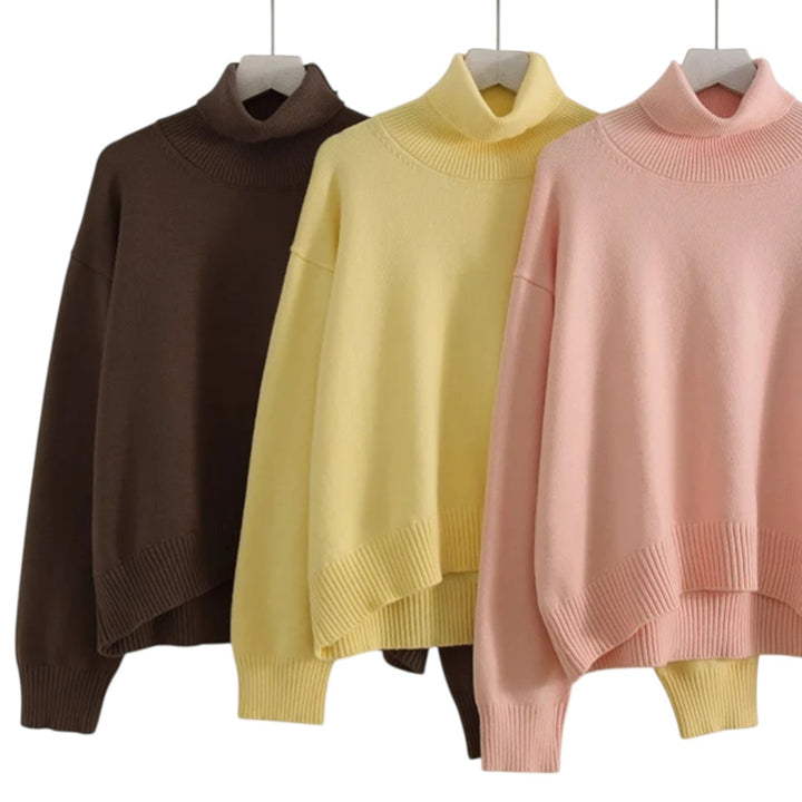 Amandine | Pull col roulé ample en maille douce
