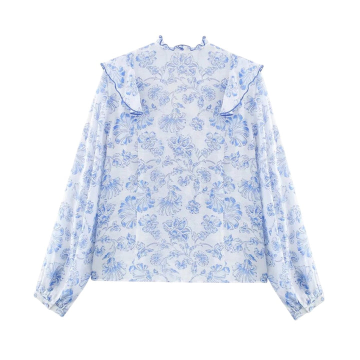 Eliza | Chemisier vintage à fleurs avec bord froncé