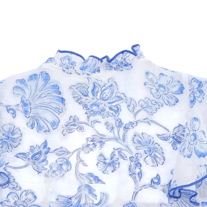 Eliza | Chemisier vintage à fleurs avec bord froncé