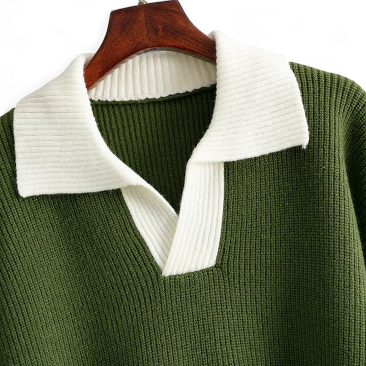 Chloé | Pull col polo côtelé à contraste
