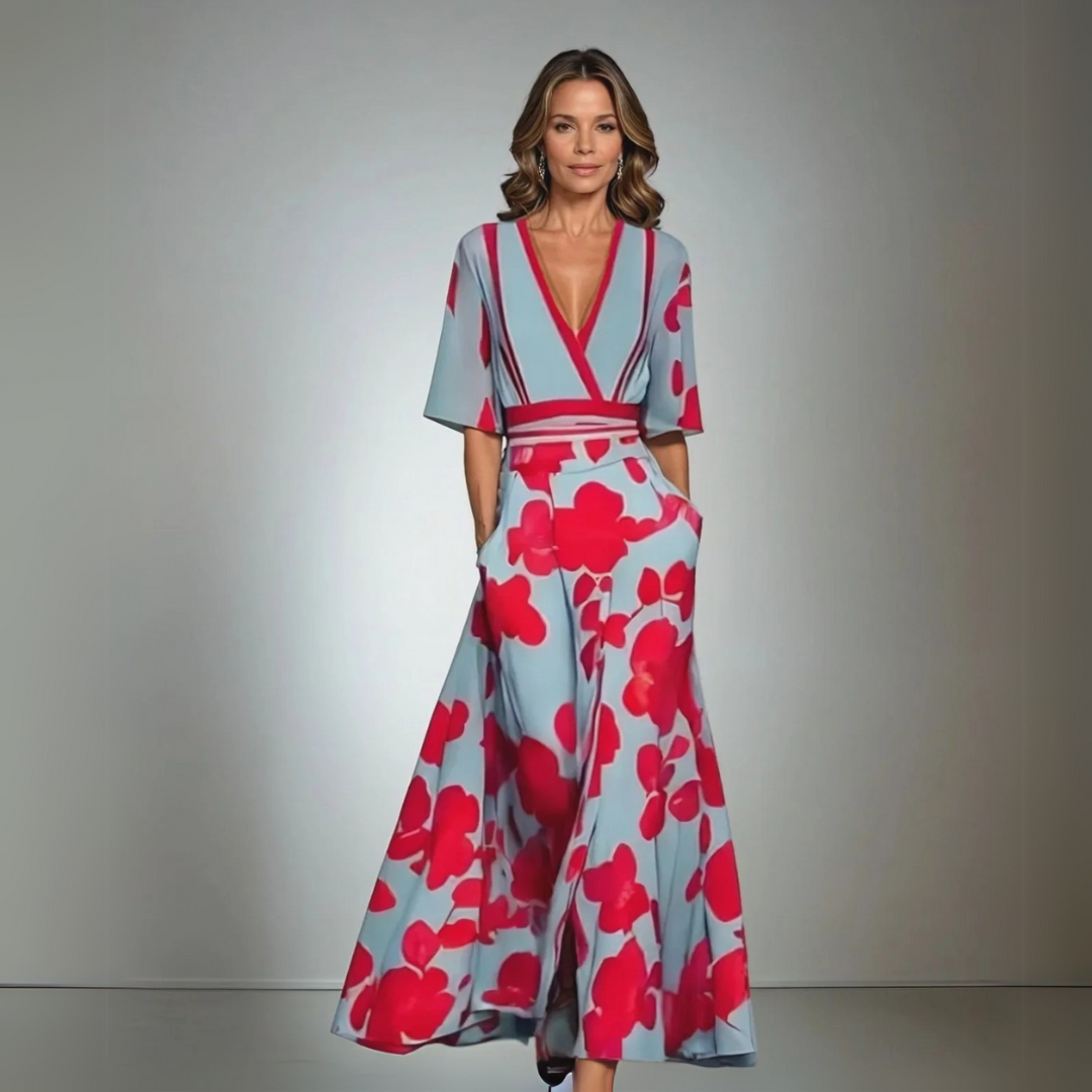 Evie - Elegant Dress With Flower Pattern