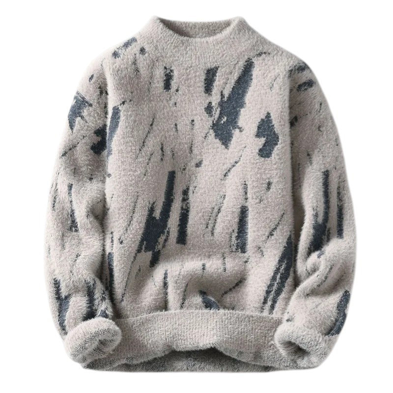 Noah | Pull en Maille Douce avec Motif Abstrait et Texture Pelucheuse