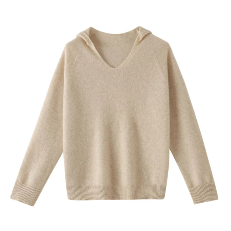Ariane | Pull à capuche col V en maille douce