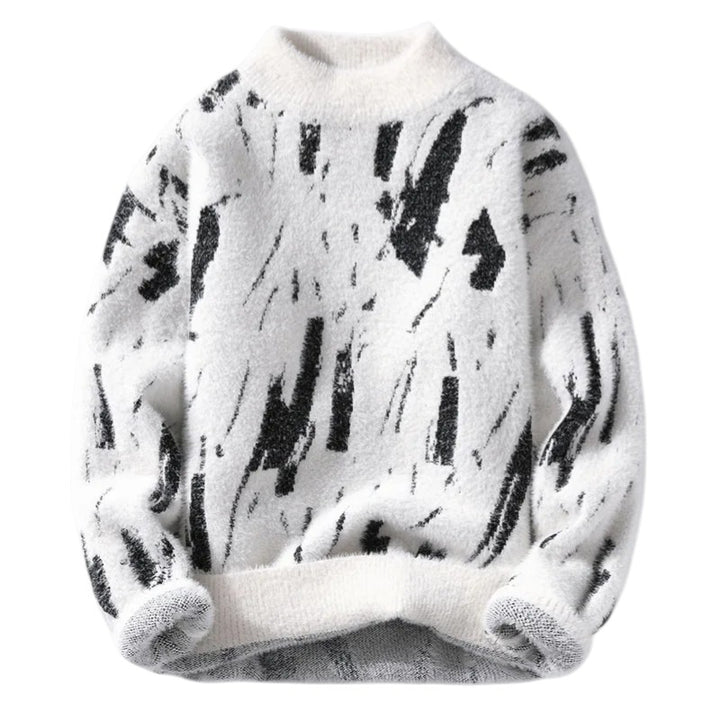 Noah | Pull en Maille Douce avec Motif Abstrait et Texture Pelucheuse