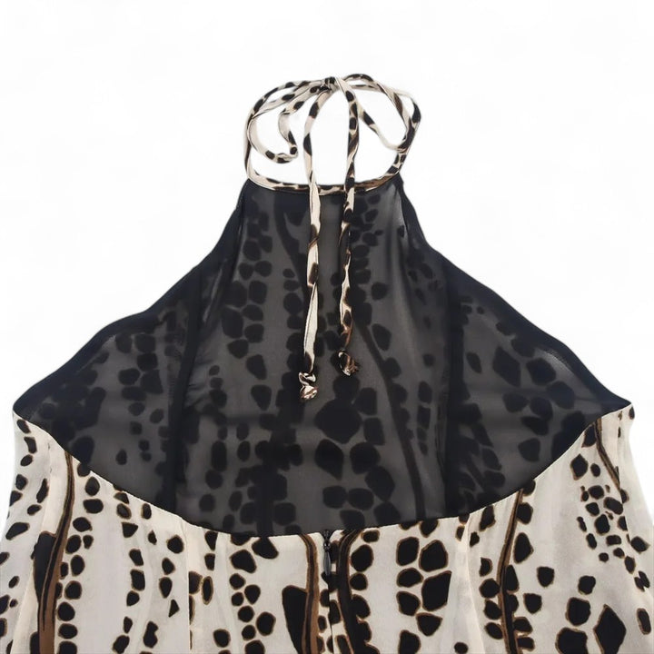 Sandrine | Robe longue dos nu à imprimé fluide