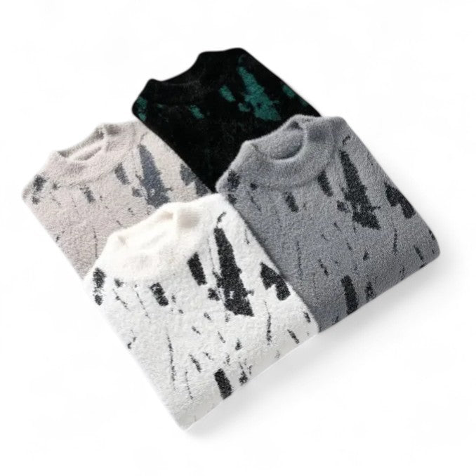 Noah | Pull en Maille Douce avec Motif Abstrait et Texture Pelucheuse