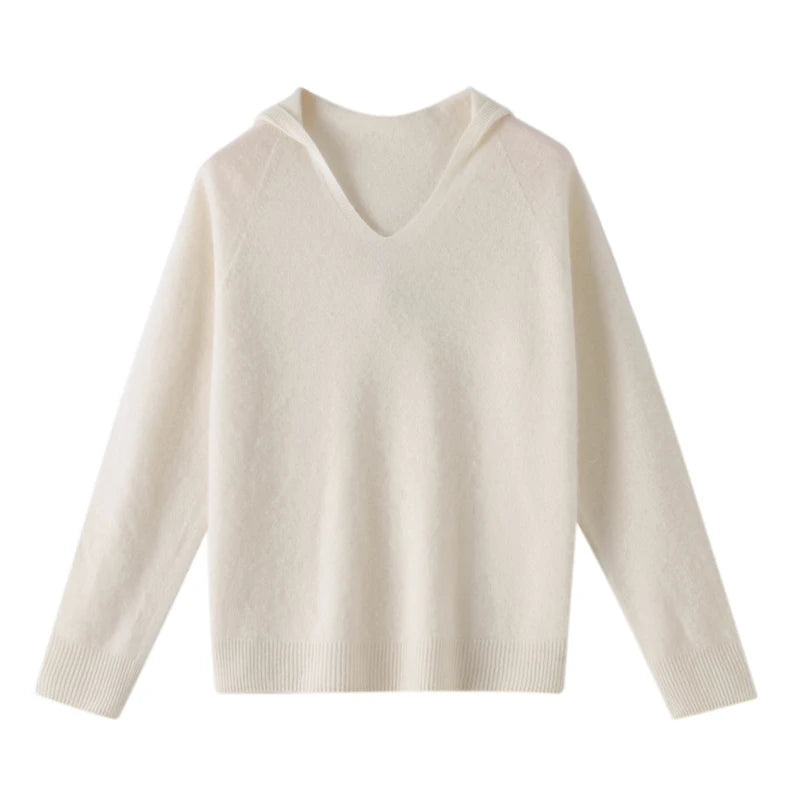 Ariane | Pull à capuche col V en maille douce