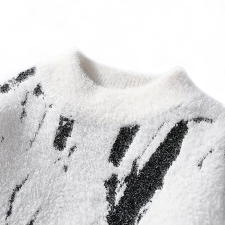 Noah | Pull en Maille Douce avec Motif Abstrait et Texture Pelucheuse